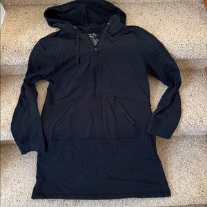 Tranquility by Soma Black Hoodie, Half-Zip Long Modal Jacket Size -1 Medium